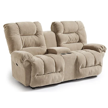Casual Rocking Reclining Loveseat with Cupholder Console